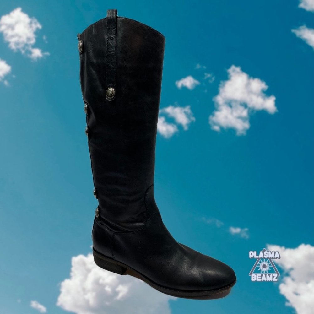 Arturo Chiang Black Leather Knee High Riding Boots 10